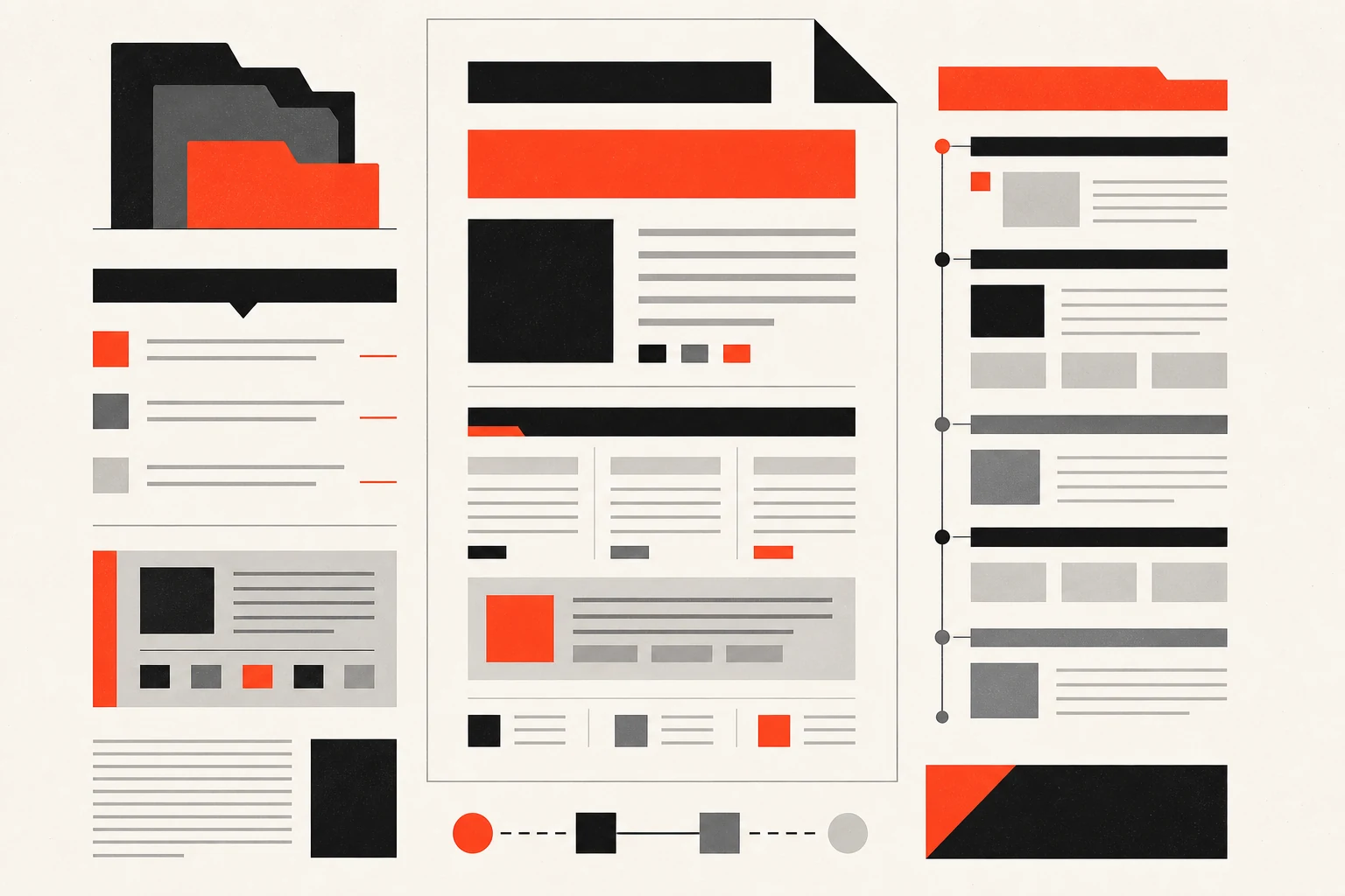 A structured information map connecting audiences, offers and customer journeys to one commercial system.